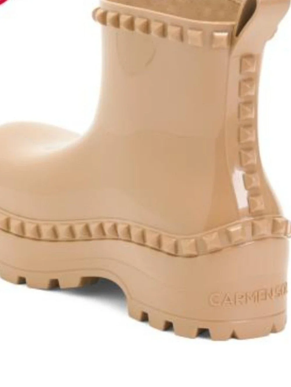 Carmen Sol Graziano Beige Studded Rain Ankle Boots